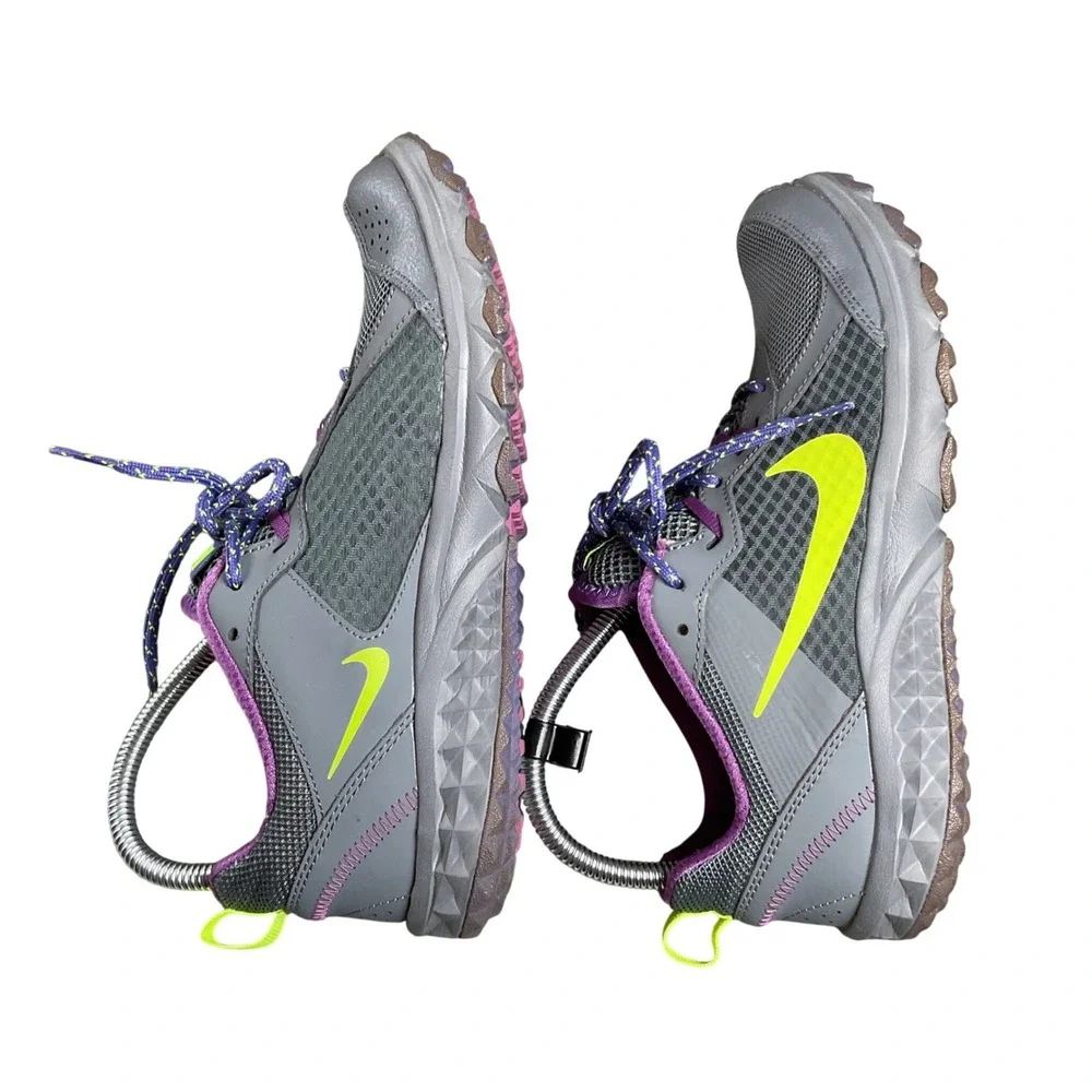 Nike Wild Trail Womens‎ Running Shoes Grey Purple Lime 643074-010 Size 9